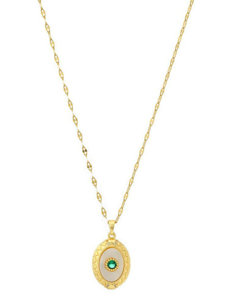 Antique Finish Crystal Necklace - Ruby Raang