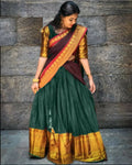 DEIANA'S Beautiful KanJivaram Silk Jari Lahengha Choli - Green