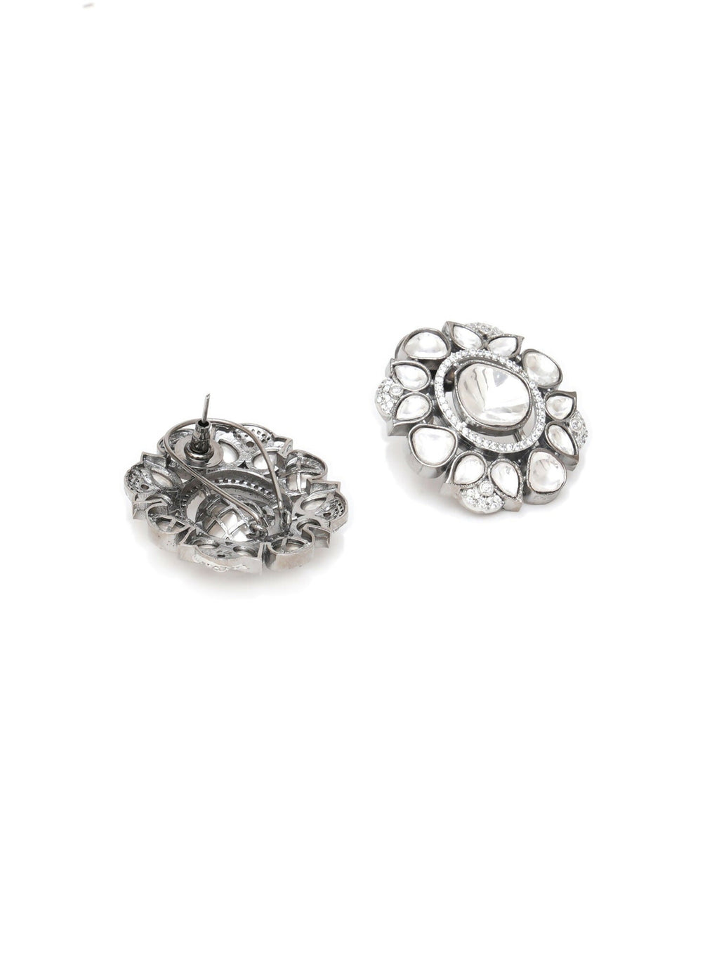 Kundan Earrings (silver) - Ruby Raang - Distacart