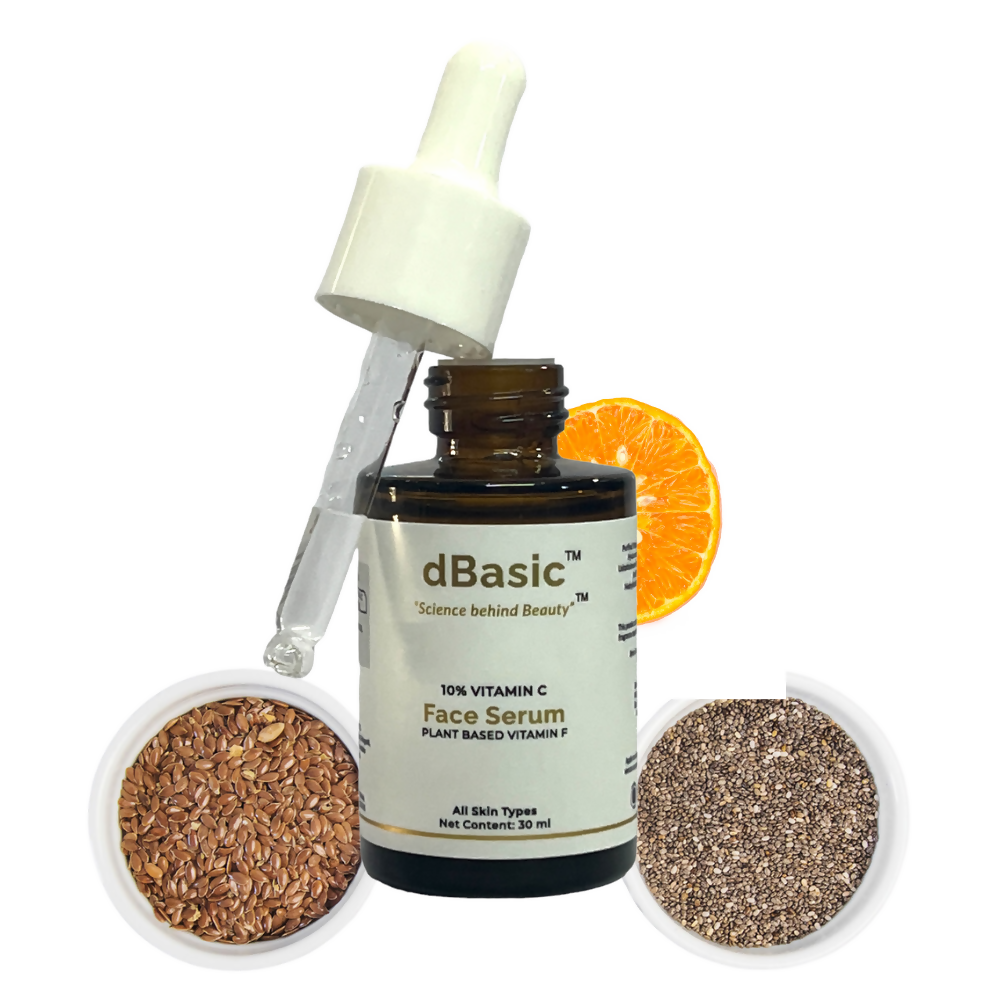 dBasic 10% Vitamin C Face Serum With Vitamin F (Chia & Flax Seeds) For Face Glowing & Radiant