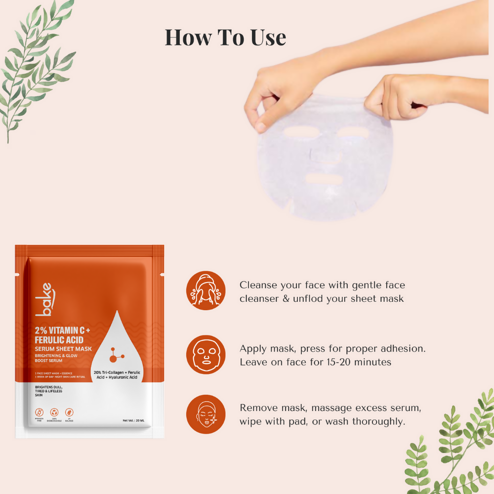 Bake 2% Vitamin C + Ferulic Acid Serum Sheet Mask - Distacart