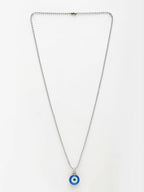 NVR Unisex Evil Eye Silver-Plated Stainless Steel Pendant with Chain