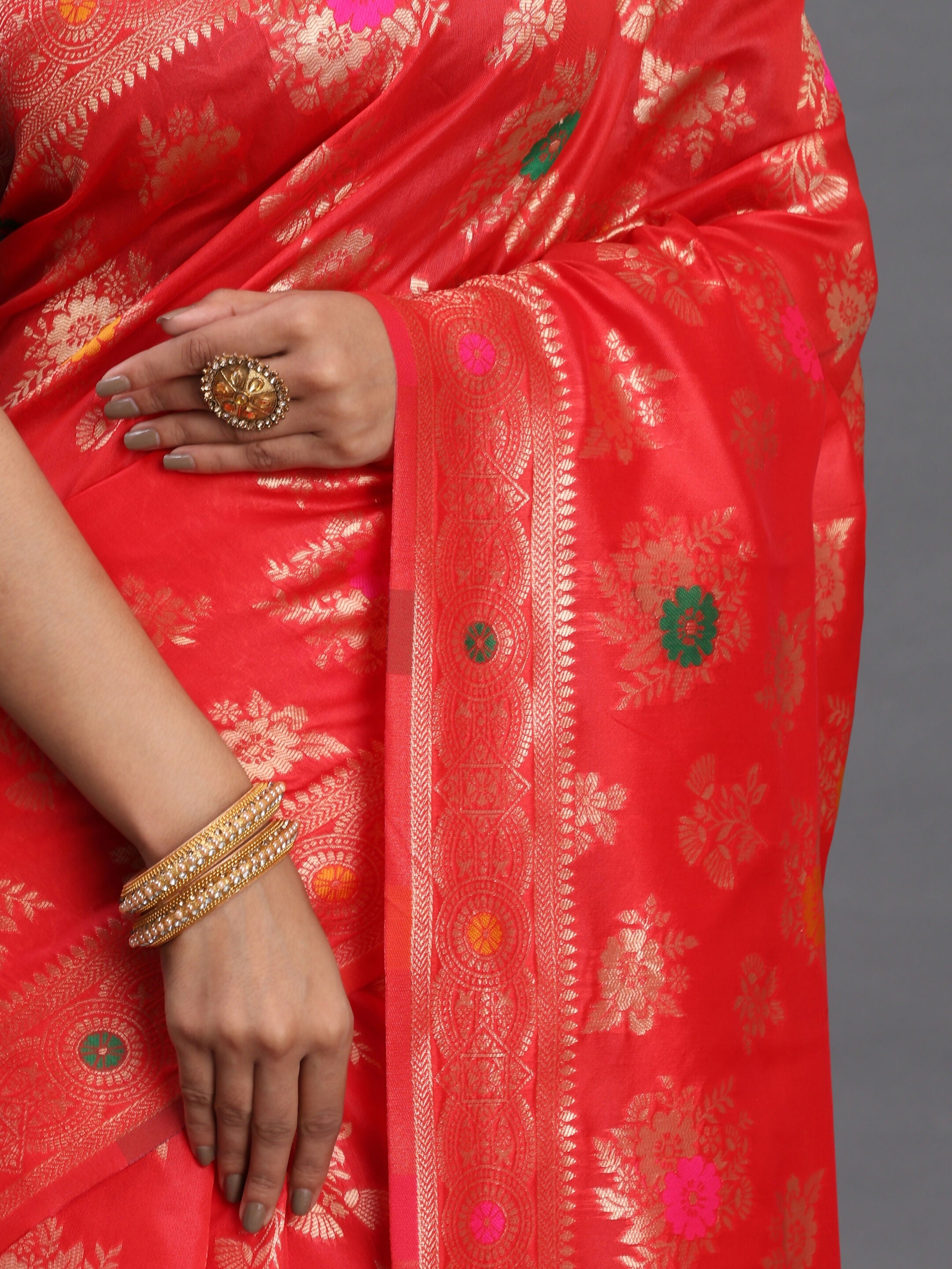 Shree Shyam Fashion Banarasi Silk Red Saree - Distacart