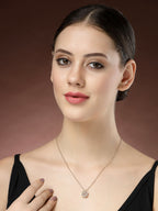 NVR Women's Rose Gold Heart Shape American Diamond Metal Chain