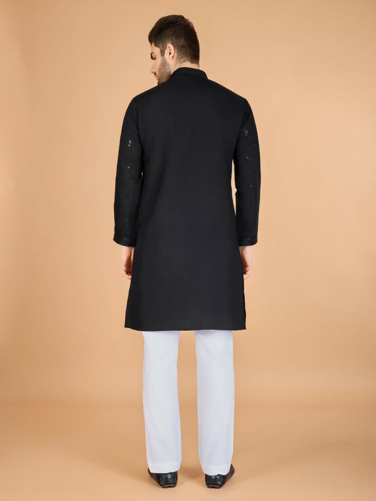 Vastranavya Black Exclusive Festival Wear Viscose Silk Thread with Sequence Embroidered Work Kurta with Dupatta