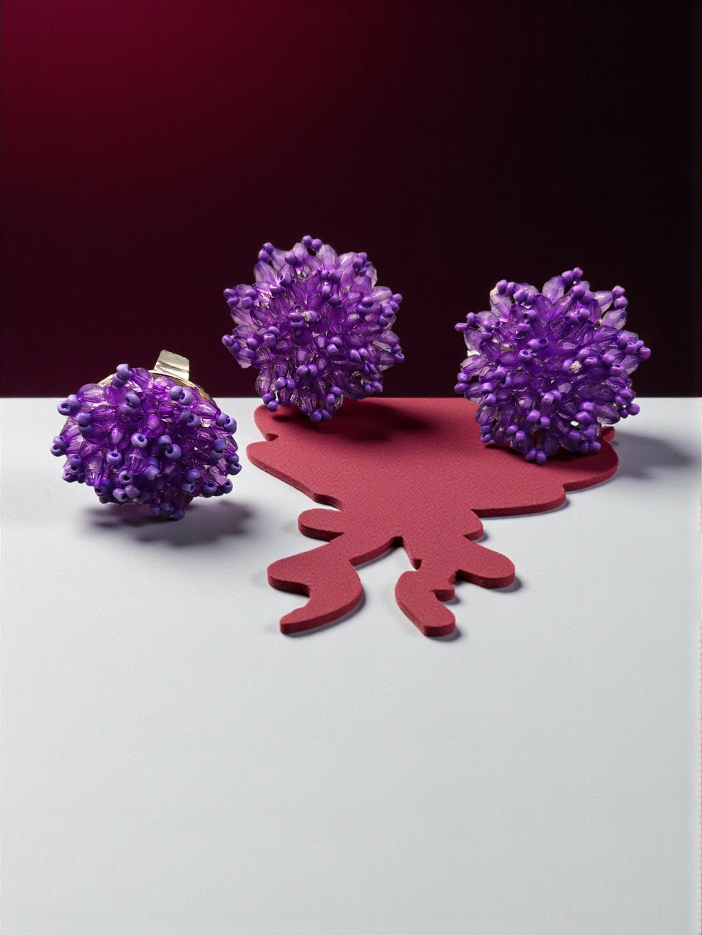 Inhanns Rangmani Crystal Duo – Adjustable Ring + Statement Earrings Set - Purple - Distacart