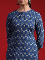 Indo Era Women Geometric Printed Thread Work Kurta - Distacart