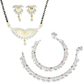 AanyaCentric Gold-plated Mangalsutra Pendant Earring Set & Silver Plated Anklet - Distacart