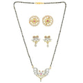 AanyaCentric Gold-Polished Mangalsutra with Pendant, 2 Pair Earrings