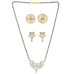 AanyaCentric Gold-Polished Mangalsutra with Pendant, 2 Pair Earrings