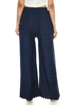 Mominos Fashion Moeza Reyon Cotton Navy Blue Chikan Work Palazzo