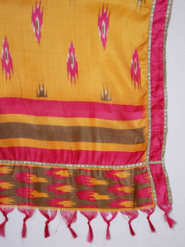 Myshka Women Mustard Solid Kurta & Palazzos With Dupatta - Distacart