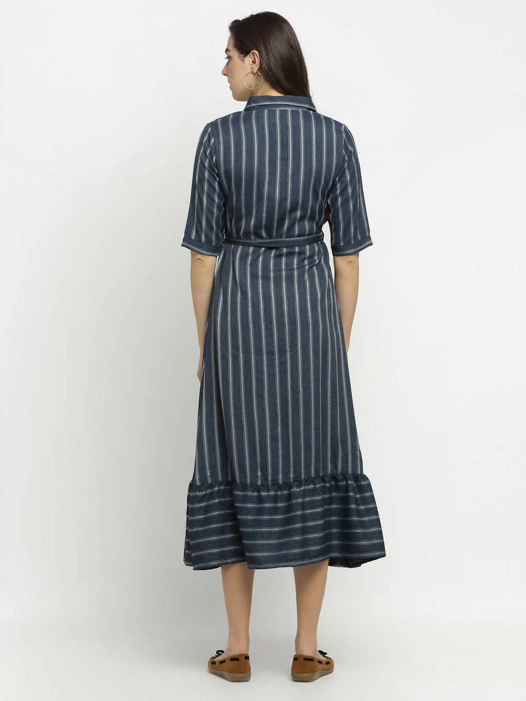 Rudra Bazaar Grey A-Line Striped Kurta - Distacart