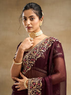 kasee Solid Embroidered Saree - Distacart