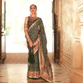 Green Silk With Banarasi Print Work Saree - Trirath Yamuna