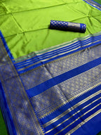 DEIANA'S Beautiful Designer Golden zari Soft Lichi Silk Saree - Mehndi