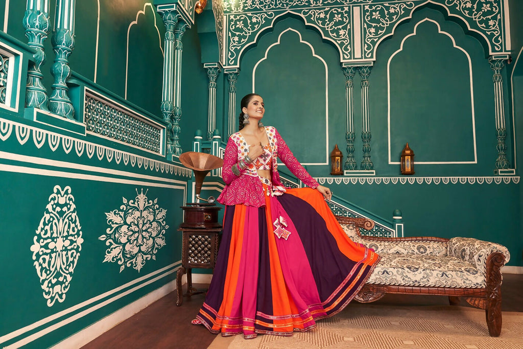 AI Fashion Multi Color Viscose Rayon Designer Navratri Lehenga Choli Collection