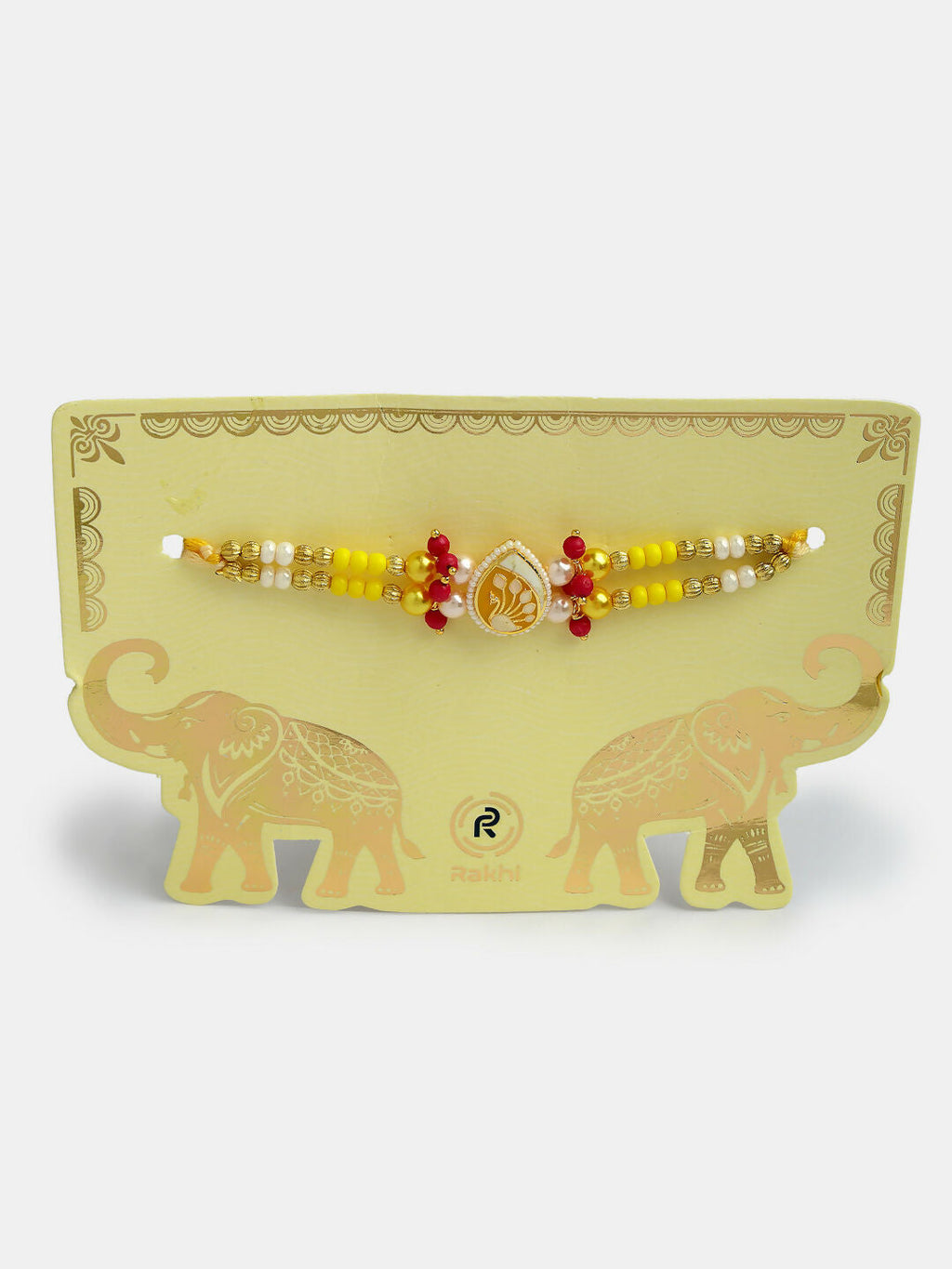NVR Women & Men Set of 2 Yellow Peacock Design Bhaiya Bhabhi Rakhi With Roli Chawal & Chocolate - Distacart