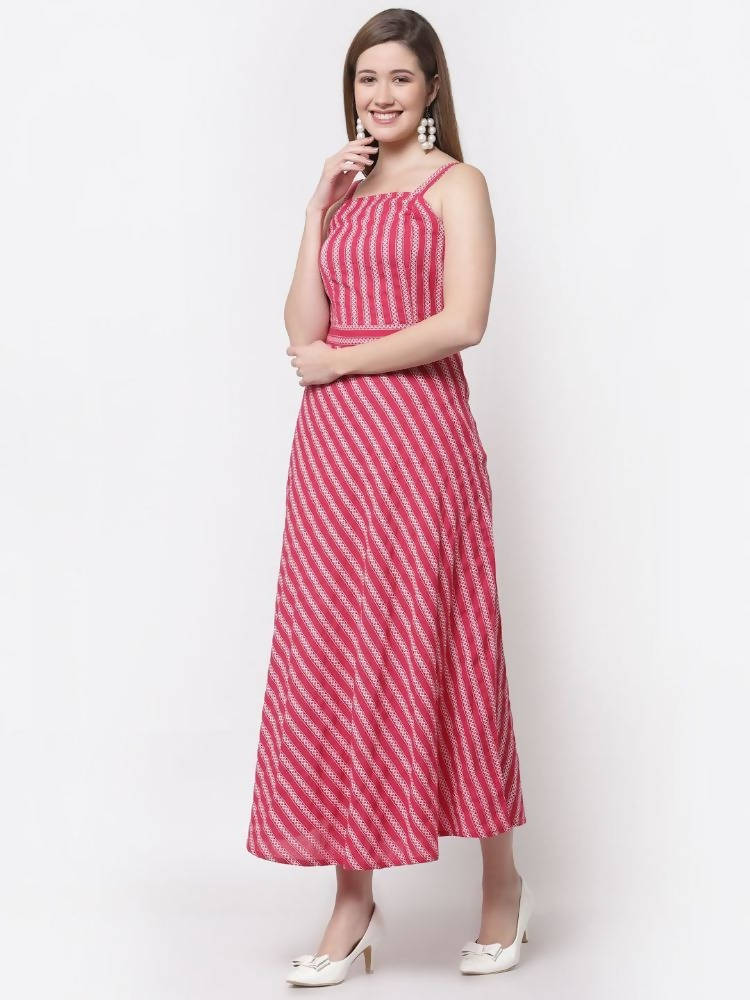 Myshka Red Color Pure Cotton Printed Dress