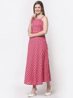 Myshka Red Color Pure Cotton Printed Dress