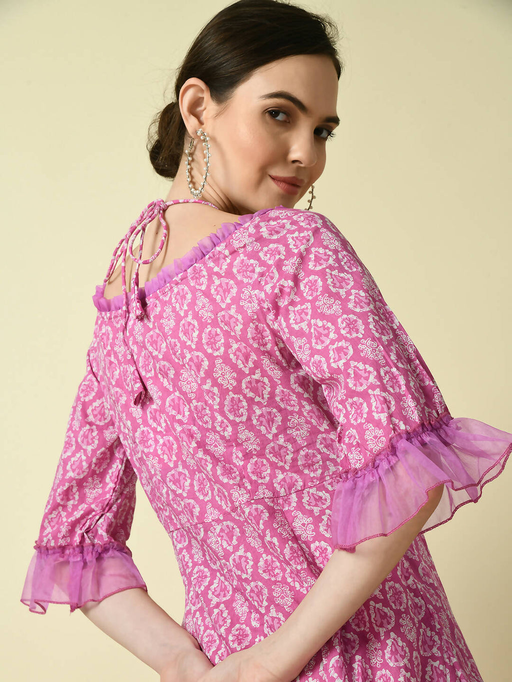 Myshka Women's Pink Empire Printed Dress - Distacart
