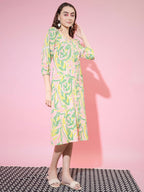 Myshka Women's Multi Abstract Printed A-Line Dress - Distacart