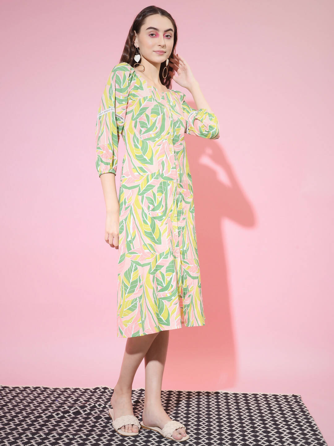 Myshka Women's Multi Abstract Printed A-Line Dress - Distacart