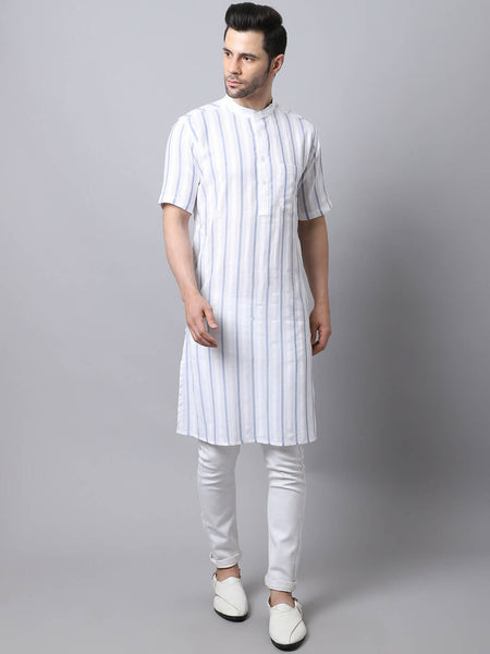 Even Apparels Beige Pure Cotton Men's Kurta With Band Collar
