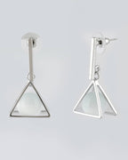 VOJ Women Sliver Triangle with Pearl Stainless Steel Stud Earrings - Distacart