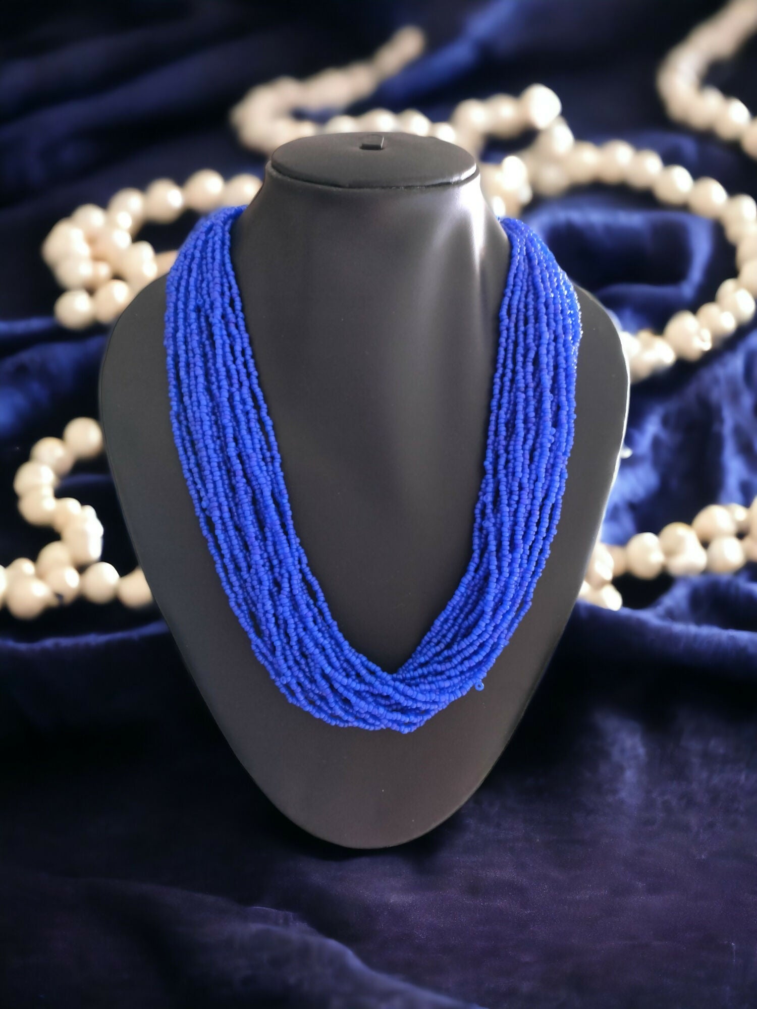Inhanns Handmade Beaded Multilayer Necklace, 20 Layers - Blue