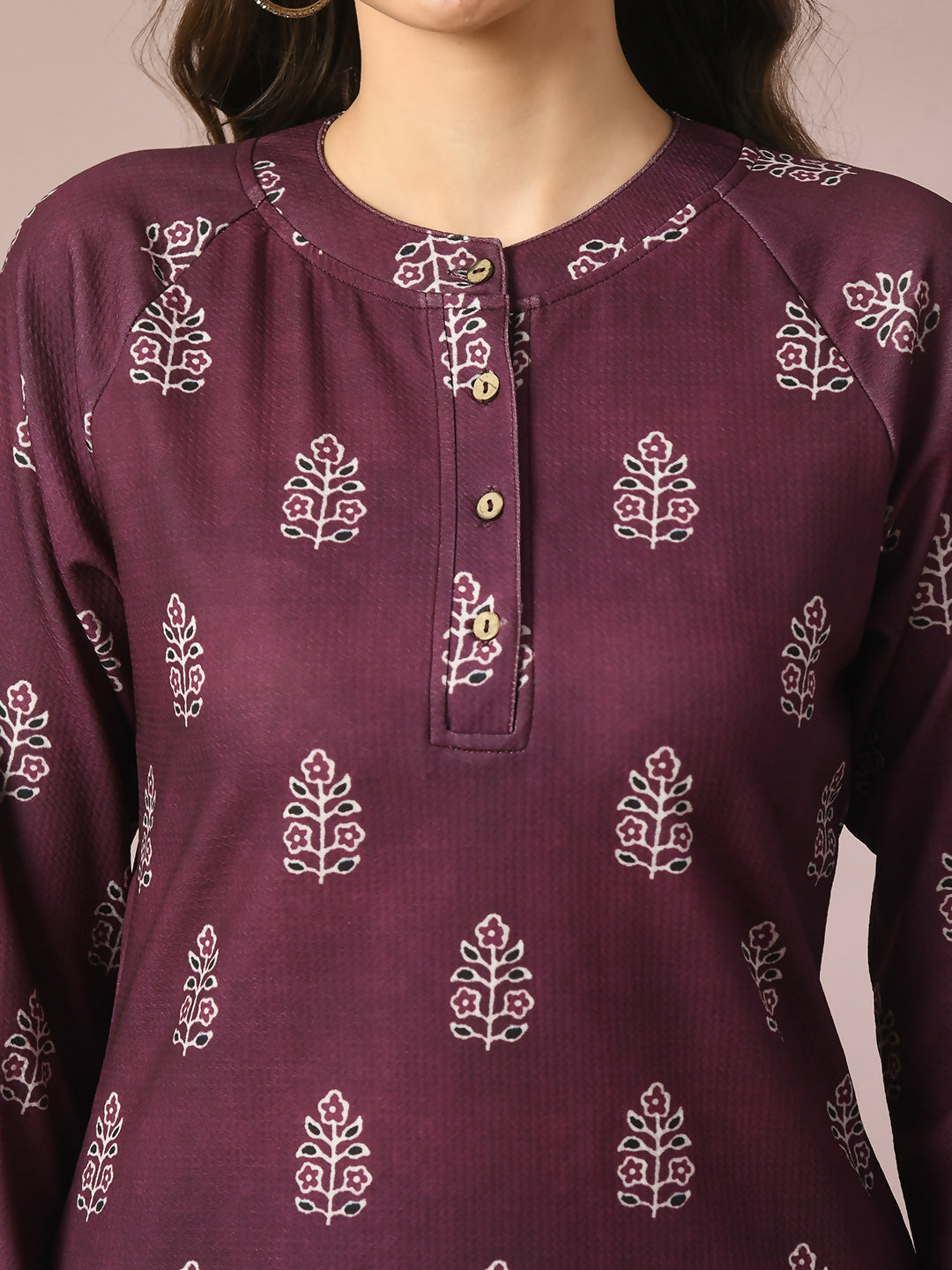 Myshka Women's Violet Embellished Raglan Sleeve Party Top