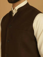 Even Apparels Pure Wool Nehru Jacket - Brown