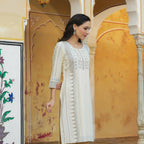 Juniper Women's Off-White Rayon Printed Straight Kurta - Distacart