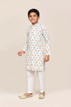 Joban Fashion Cotton White Kurta With Straight Fit Pant