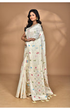 Morchari Women Desgin Chanderi Silk Saree-Cream