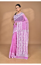 Morchari Pure Cotton Dhakai Jamdani Handloom Saree-Pink