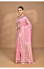 Morchari Banarasi Silk Chanderi Saree-Pink