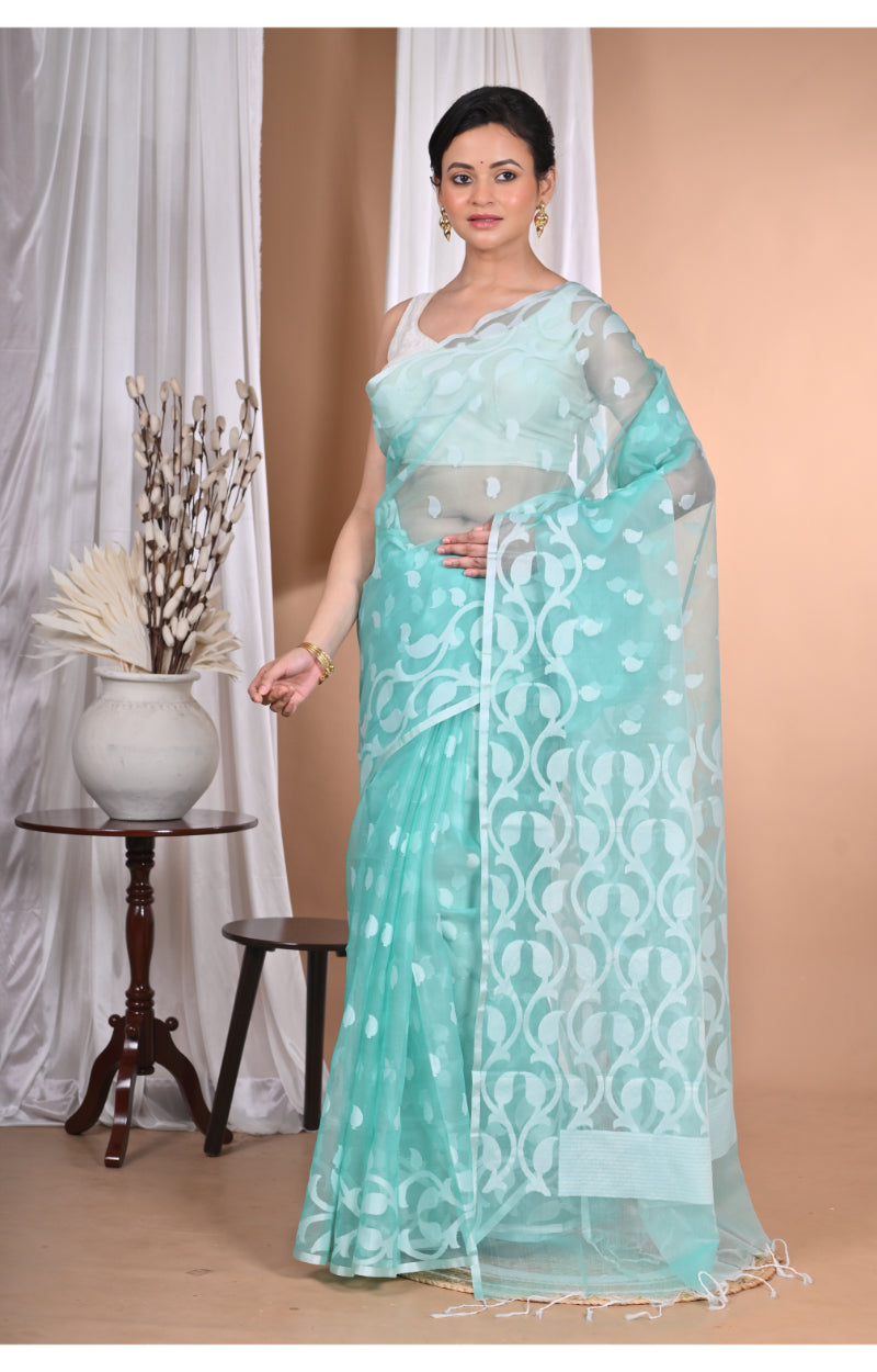 Morchari Heavy Jamdani Saree-Green