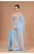 Morchari Heavy Jamdani Silk Orzanga Saree-Blue