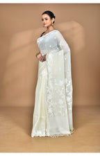 Morchari Pure Cotton Dhakai Jamdani Handloom Saree-Cream
