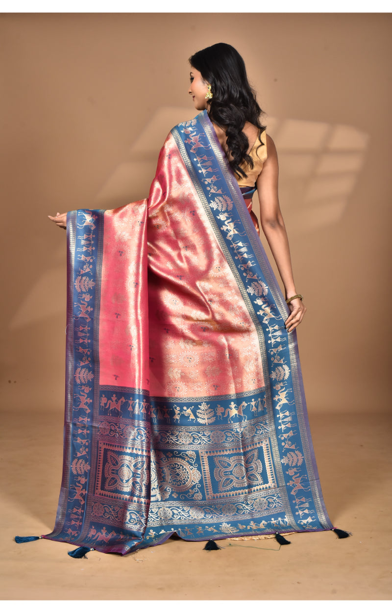 Morchari Women Desgin Two Dai Silk Saree-Pink