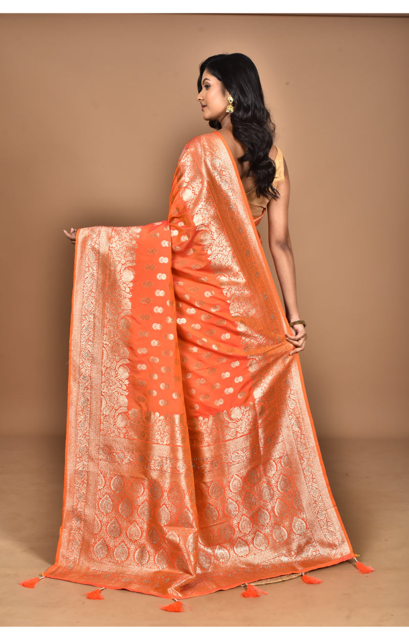 Morchari Heavy Kolhapuri Stone Work Saree-Peach