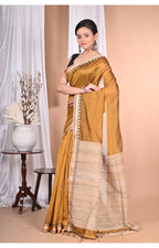 Morchari Pure Cotton Dhakai Jamdani Handloom Saree-Golden