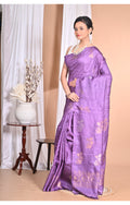 Morchari Pure Tussar Silk Handloom Saree-Purple