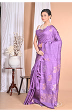 Morchari Pure Tussar Silk Handloom Saree-Purple