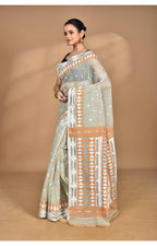 Morchari Pure Cotton Dhakai Jamdani Handloom Saree-Beige