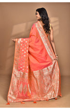 Morchari Heavy Kolhapuri Stone Work Saree-Peach
