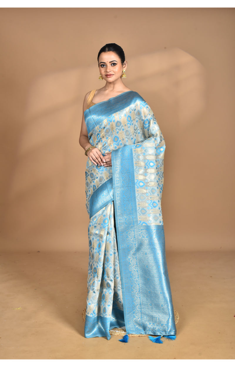 Morchari Women Desgin Chanderi Silk Saree-Blue