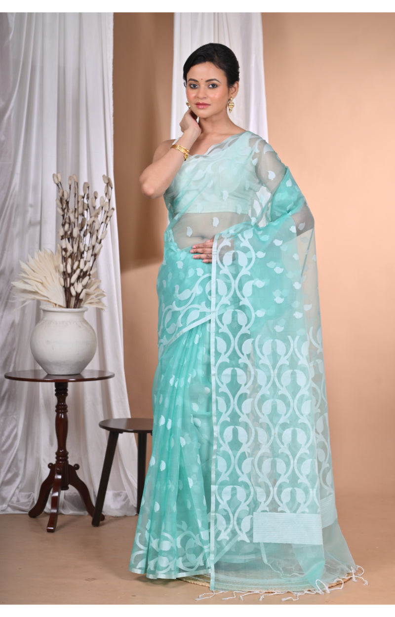 Morchari Heavy Jamdani Saree-Green