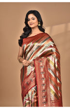 Morchari Ethnic Motifs Silk Blend Dharmavaram Saree-Maroon